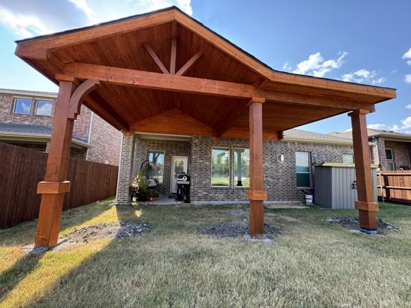 Covered patio pavilion built by Elias Crew Co.